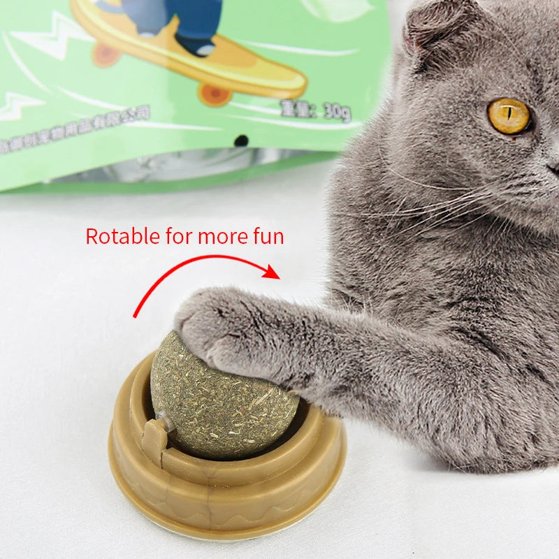Catnip Wall Stick-On Ball Toy - PetPlayHub