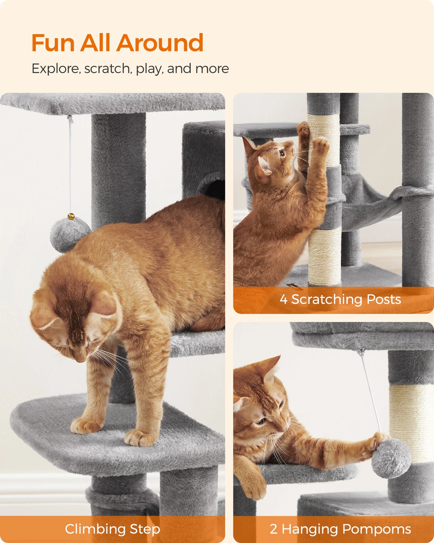 Luxury Cat Tower: 5-Tier Feline Paradise - PetPlayHub