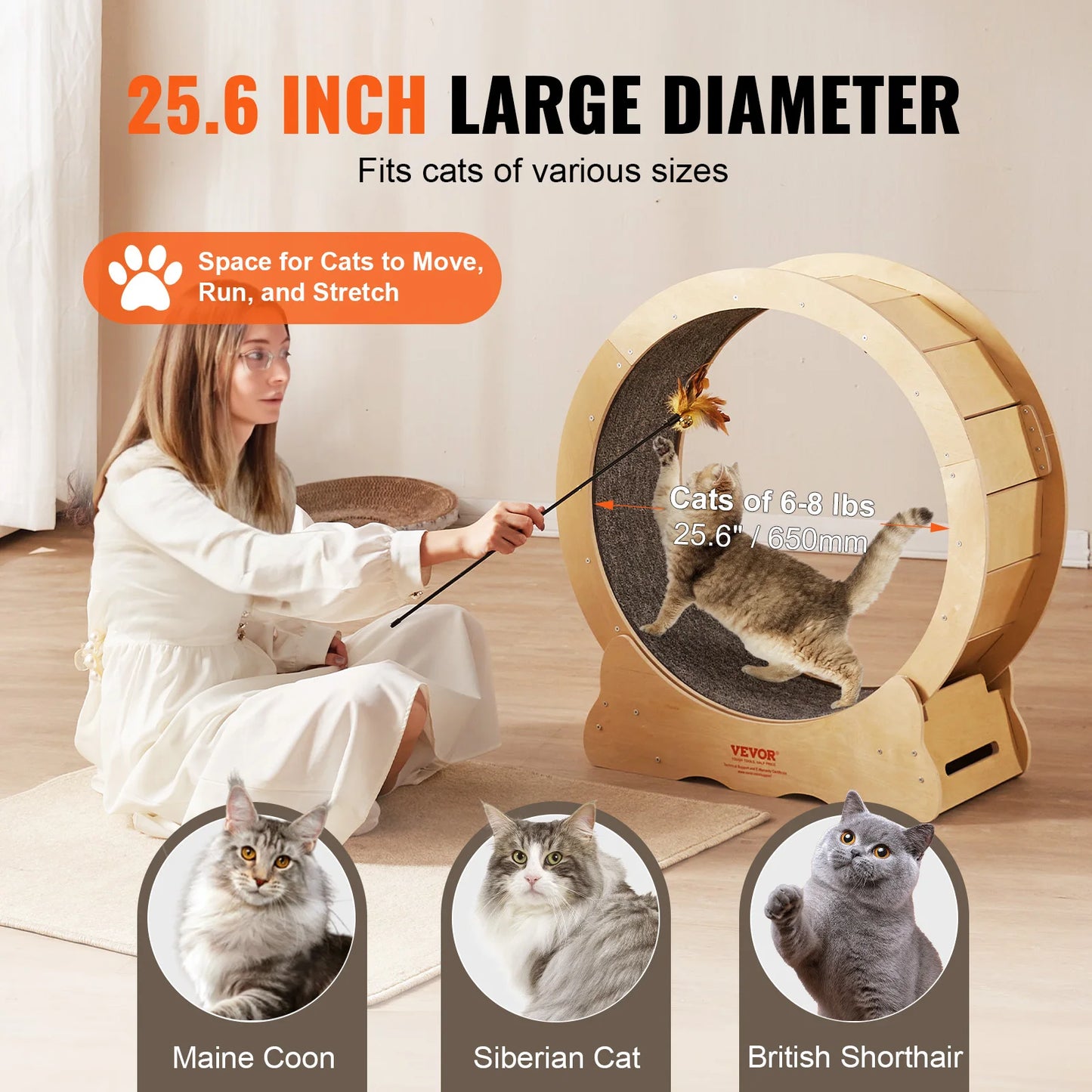 FitFeline Natural Wood Exercise Wheel - PetPlayHub