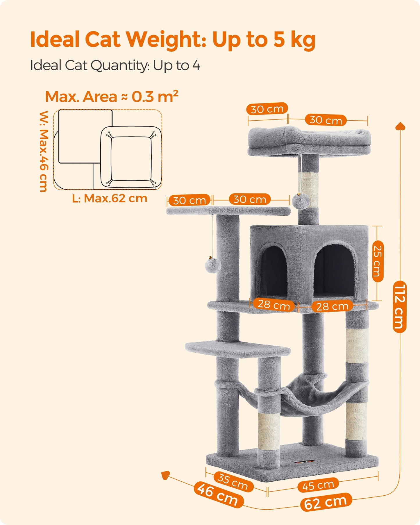 Luxury Cat Tower: 5-Tier Feline Paradise - PetPlayHub