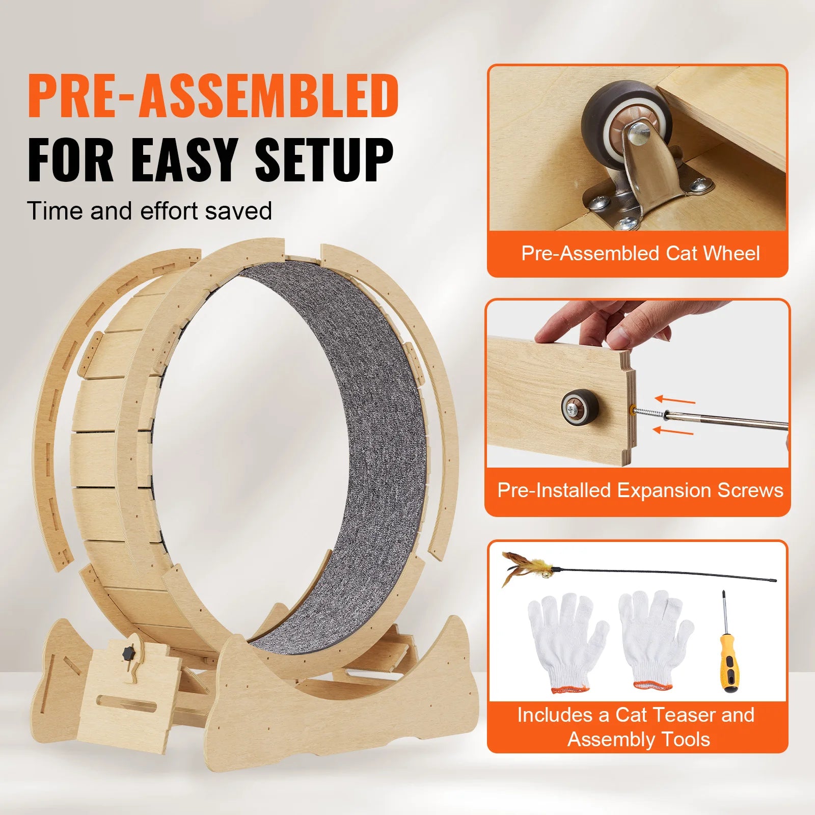 FitFeline Natural Wood Exercise Wheel - PetPlayHub
