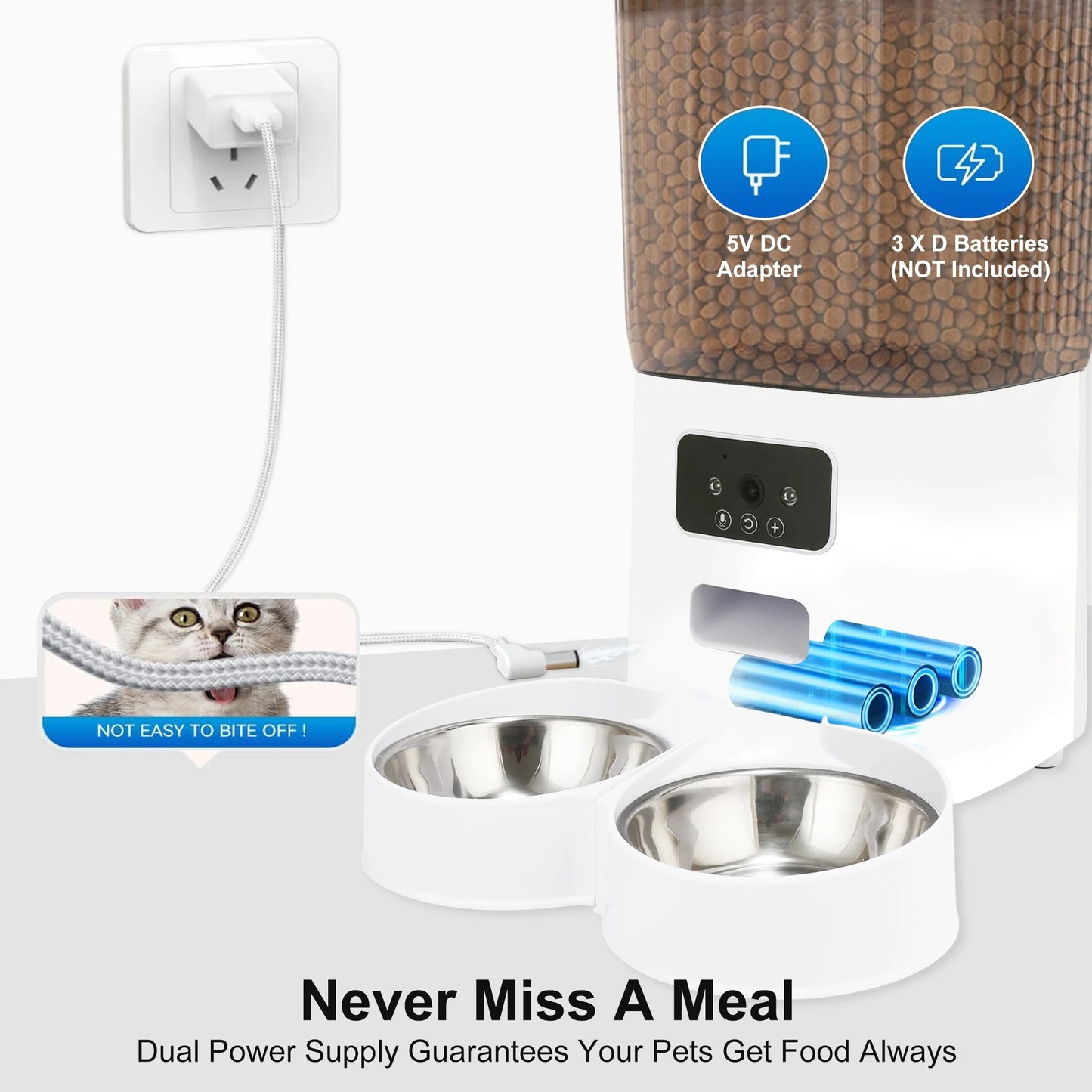 Smart Pet Feeder 5L with HD Camera – WiFi App Control - PetPlayHub
